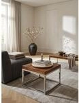 Beistelltisch Massivholz Metallgestell Landhausstil GUNA, Dunkelbraun 60x60x40...