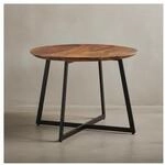 Couchtisch Rund Modern aus Sheesham Massivholz mit Metall, 60x60x45cm