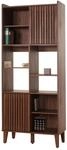 B&uuml;cherregal MCW-M48, B&uuml;cherschrank Hochschrank, Schiebet&uuml;r 8 Stauf&auml;cher MDF