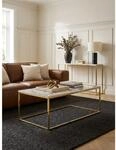 Couchtisch mit Marmor-Optik und Metall-Gestell, Eckig, Wei&szlig; 100x60x40 cm