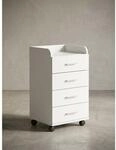 Rollcontainer 4 Schubladen Modern Mit Rollen, Wei&szlig; 40x33x71 cm