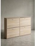Schuhschrank Holz mit 4 F&auml;chern und Ablage, Sonoma 120x24x81 cm