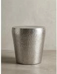 Beistelltisch &ndash; rund, Aluminium Silber, Hammerschlag, orientalisch, 41x41x41 cm