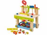 EVEREARTH Kinder Werkbank Spiel Werkstatt Tisch Spielzeug Werkzeug Bank FSC Holz