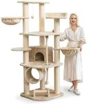 HAPPYPET Kratzbaum f&uuml;r Katzen gro&szlig; 181 cm hoch - Stabiler Kletterbaum Katzenbaum,