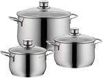 WMF Diadem Plus Topf-Set 3-tlg Kochgeschirrset (3x Fleischtopf mit Glasdeckel &Oslash; 16
