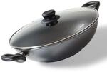 Stoneline Wok 28cm, mit Deckel, Aluguss, Wok Pfanne beschichtet mit echten