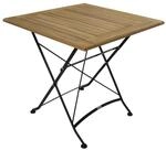 DEGAMO Klapptisch JAKARTA 75x75cm, Flachstahl schwarz + Teakholz