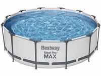Bestway® Steel Pro MAX™ Frame Pool Set mit Filterpumpe Ø 366 x 100 cm, lichtgrau,