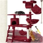 tectake&reg; Kratzbaum, 141 cm, mit Katzenhaus, inklusive Treppe, Spielkordel und