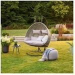 HOME DELUXE Polyrattan H&auml;ngesessel TWIN - Grau f&uuml;r 2 Personen