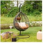 HOME DELUXE Polyrattan H&auml;ngesessel mit Gestell CIELO - Grau/Braun