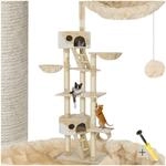 tectake&reg; Kratzbaum, 243 bis 260 cm, mit 2 Katzenh&auml;usern, inklusive 2 Treppen, 2