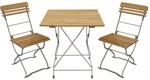 Biergarten - Garnitur M&Uuml;NCHEN 3-teilig (2x Stuhl, 1x Tisch 70x70cm), Flachstahl
