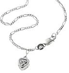 Zeeme Basic Fu&szlig;kette 925 Silber mit Herz-Anh&auml;nger und Zirkonia wei&szlig; 25cm lang