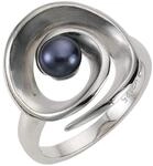 Zeeme Pearls Ring Silber 925 rhodiniert mit schwarzer Perle