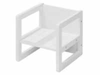 Sitzhocker für Kinder im Landhausstil, Wendehocker mit 3 Sitzhöhen, Holz weiß