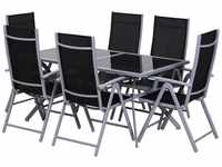 Outsunny Gartensitzgruppe mit 6 Stühlen schwarz, silber