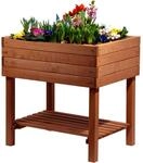 Hochbeet "Kubus" mit Ablage inkl. Pflanzfolie, braun 80 x 60 x 80 cm