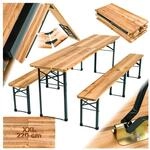 tectake&reg; Bierzeltgarnitur, 3-teilig, klappbar, beschichtetes Stahlgestell mit