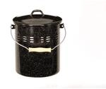 Emaille-M&uuml;lleimer mit Deckel schwarz-wei&szlig;-gesprenkelt 10 Liter