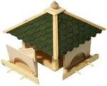 dobar Futterhaus mit gr&uuml;nen Bitumenschindeln inkl. Anflugstangen und 4