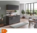 Respekta K&uuml;chenzeile KB150EYG 150 cm Grau-Eiche York Nachbildung