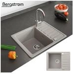 Granit Sp&uuml;le K&uuml;chensp&uuml;le Einbausp&uuml;le Sp&uuml;lbecken+Drehexcenter+Siphon Beige