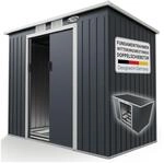 Juskys Metall Ger&auml;tehaus Ger&auml;teschuppen M mit Pultdach, Schiebet&uuml;r & Fundament