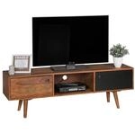 WOHNLING TV Lowboard REPA Massiv-Holz Sheesham Braun/Schwarz
