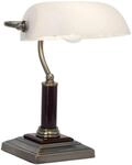 BRILLIANT Lampe Bankir Tischleuchte messing antik 1x A60, E27, 60W, geeignet f&uuml;r