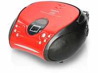 Lenco SCD-24 Red/Black - Tragbares FM-Radio mit CD-Player - Kopfhöreranschluß...
