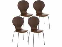 CLP 4x Stapelstuhl DIEGO l Ergonomisch geformter Konferenzstuhl mit Holzsitz und
