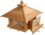 Gro&szlig;es Eiche-Vogelfutterhaus "4 Schubladen" mit Silo und Anflugstangen 49x49x39