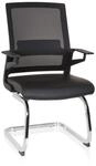 hjh OFFICE Freischwinger INVENTOR V PRO Kunstleder/Netzstoff mit Armlehnen