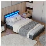 Juskys Polsterbett Paris 120 x 200 cm &ndash; Bett mit LED-Beleuchtung, Lattenrost &
