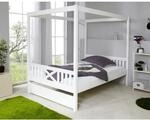 TiCAA Himmelbett Lino Kiefer Wei&szlig; 140x200