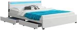 Juskys Polsterbett Lyon 180x200 cm mit Lattenrost, Bettkasten & LED Beleuchtung -