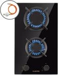 Goldflame Domino Gaskochfeld 2-flammig Messing-Brenner Glaskeramik