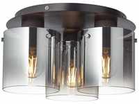 BRILLIANT Lampe Beth Deckenleuchte 35cm schwarz/rauchglas 3x A60, E27, 60W, g.f.