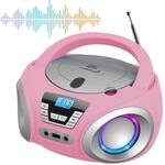 Cyberlux CD-Player mit LED-Beleuchtung CD/MP3 USB Kinder Radio pink