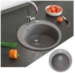 Bergstr&ouml;m Granit Sp&uuml;le K&uuml;chensp&uuml;le Einbausp&uuml;le Sp&uuml;lbecken Rund 505mm Beton