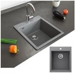 Bergstr&ouml;m Granit Sp&uuml;le K&uuml;chensp&uuml;le Einbausp&uuml;le Sp&uuml;lbecken 425x500mm Grau