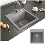 Bergstr&ouml;m Granit Sp&uuml;le K&uuml;chensp&uuml;le Einbausp&uuml;le Sp&uuml;lbecken 490x500mm Beton