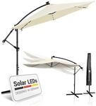 Juskys Ampelschirm Brazil 3,5 m LED-Beleuchtung Solar & Kurbel &ndash; UV-Schutz