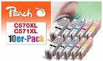 Peach 10er-Pack Tintenpatronen, XL-Ergiebigkeit, kompatibel zu Canon PGI-570XL,