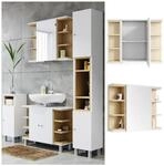 Vicco Spiegelschrank Aquis Spiegel Badspiegel Wandspiegel Bad Eiche Wei&szlig;