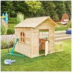 HOME DELUXE Spielhaus DER GROSSE PALAST - 106 x 111 cm Natur mit Bank