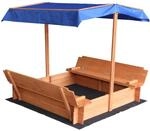 HOME DELUXE Sandkasten mit Sonnensegel BUDDELKISTE - 110 x 110 cm