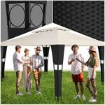 tectake&reg; Rattan Gartenpavillon, 4 x 3 m, Doppeldachsystem, inklusive Heringen